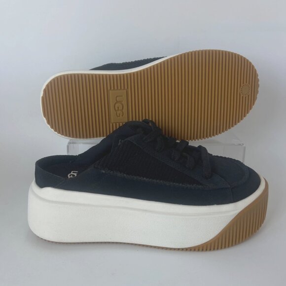 UGG EZ-Duzzit Black White Platform Chunky Mules Women Size US7 - Picture 1 of 11